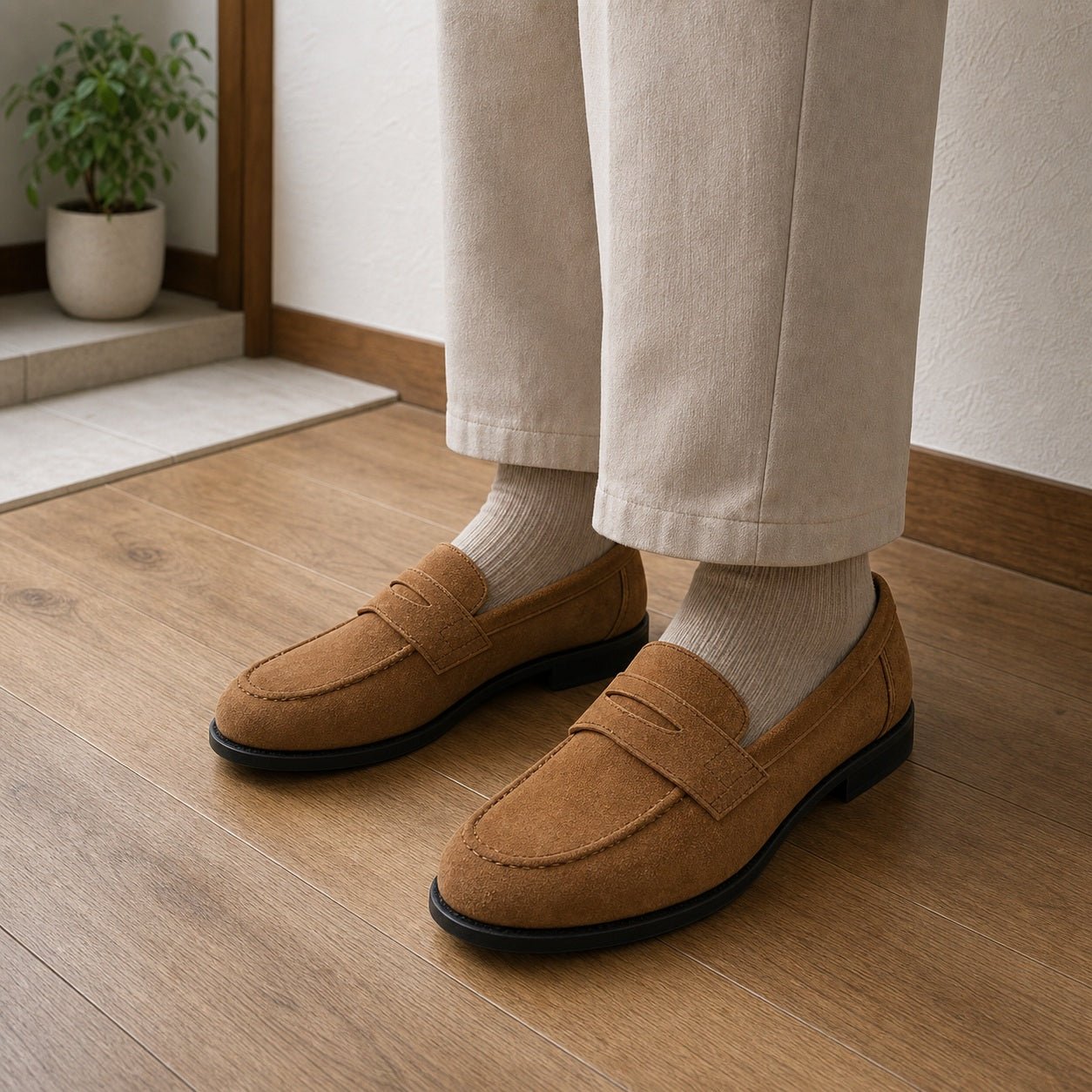 Hush Puppies レディース スエード ローファー L-2381T