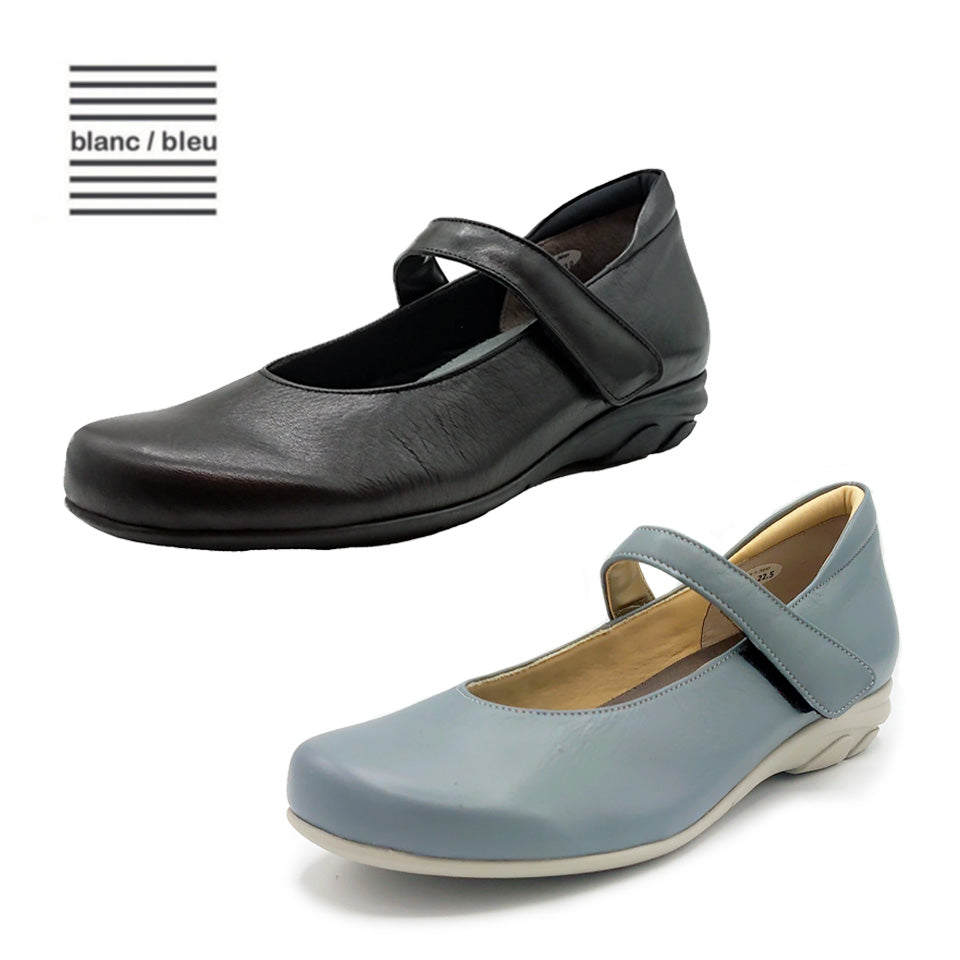 Blanc/Bleu レディース ストラップパンプス BPE 1720