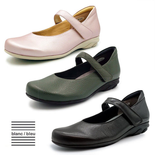 Blanc/Bleu レディース ストラップパンプス BPE 1720