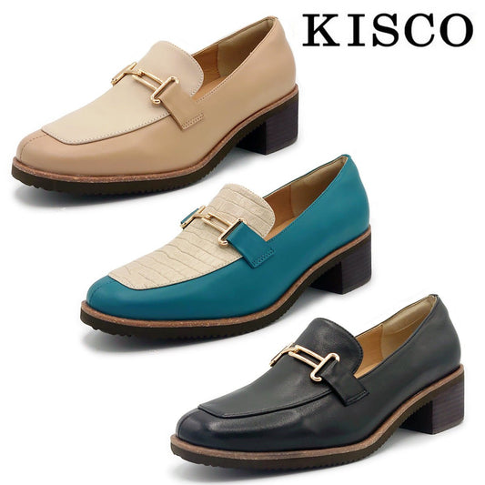 KISCO レディース 軽量 カジュアルシューズ チャンキーヒール ビット ローファー KS1531 靴 - KISCO(キスコ) - 202シューズモリ オンラインショップ