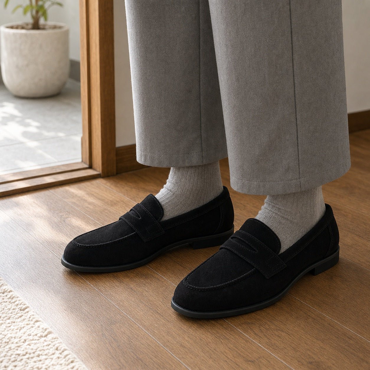 Hush Puppies レディース スエード ローファー L-2381T