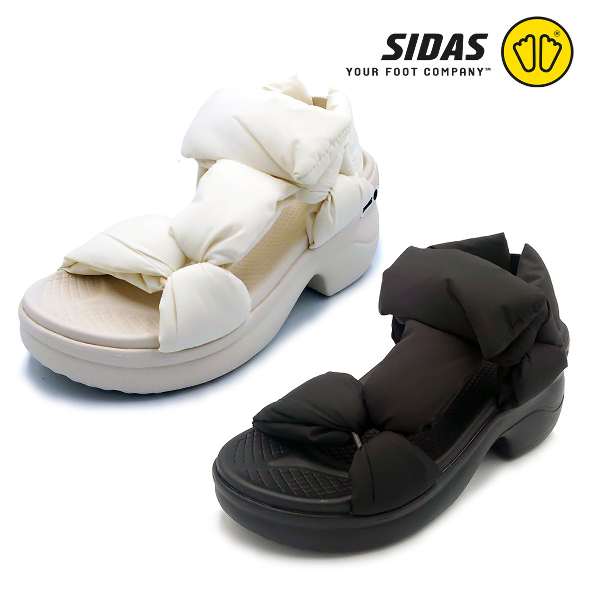 SIDAS シダス ReCoLA W sole MAYA リコラ ダブルソール マヤ レディース 厚底 リカバリーサンダル パフデザイン 面ファスナー EVAソール ブラック ホワイト | maya.jpg