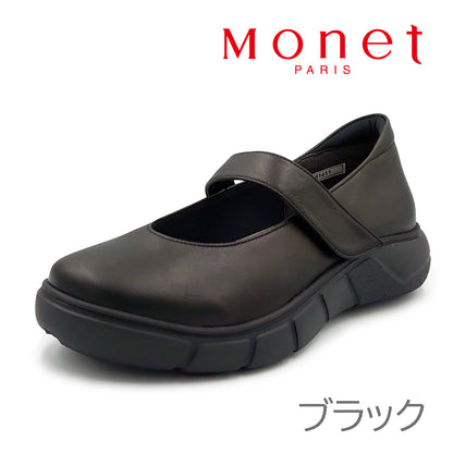 MONET モネ 881611 レディース ストラップシューズ 面ファスナー 厚底 軽量 本革 3E コンフォートシューズ 靴 日本製 | mn881611-blk-1.jpg