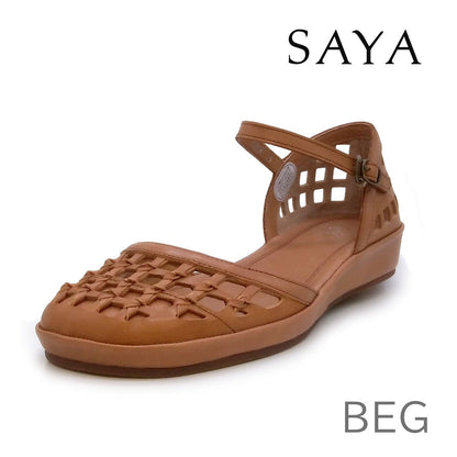 SAYA サヤ レディース ローヒール ストラップ シューズ 51247 靴 BEG 25.0cm