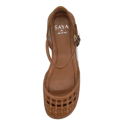 SAYA サヤ レディース ローヒール ストラップ シューズ 51247 靴 BEG 25.0cm