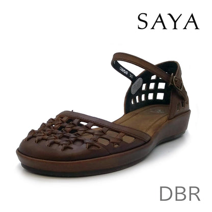 SAYA サヤ レディース ローヒール ストラップ シューズ 51247 靴 DBR 25.0cm